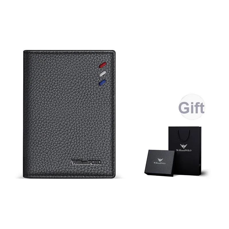 WilliamPOLO Top Grain Cow Leather Card Holder With Leather Case Regular Men's Black/Coffee