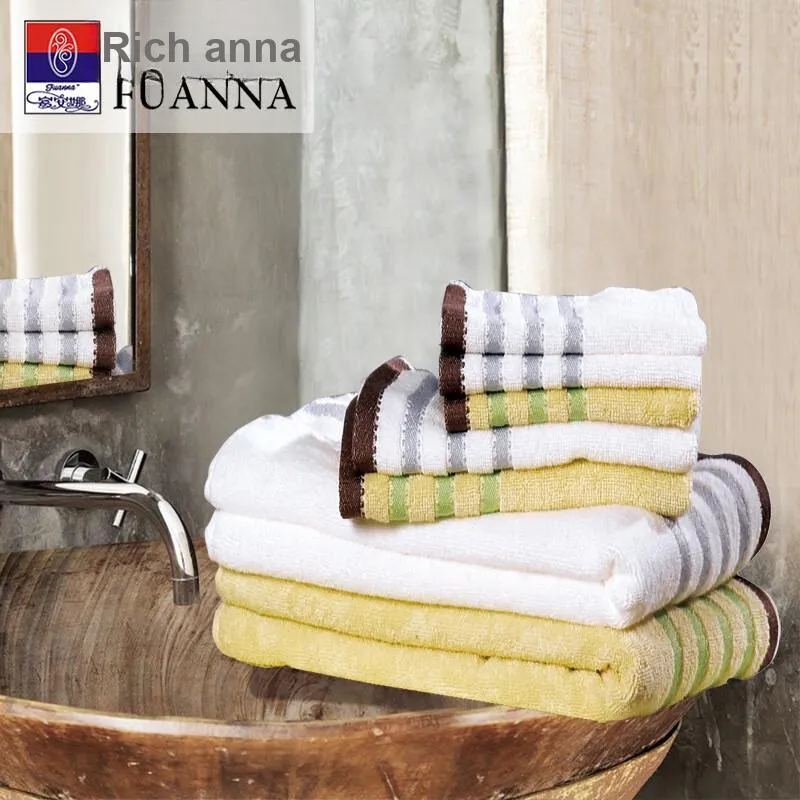 Fu Anna Absorbent, Soft, Xinjiang Cotton Towel, Square Face Towel, Two Piece Set/White+Yellow-1
