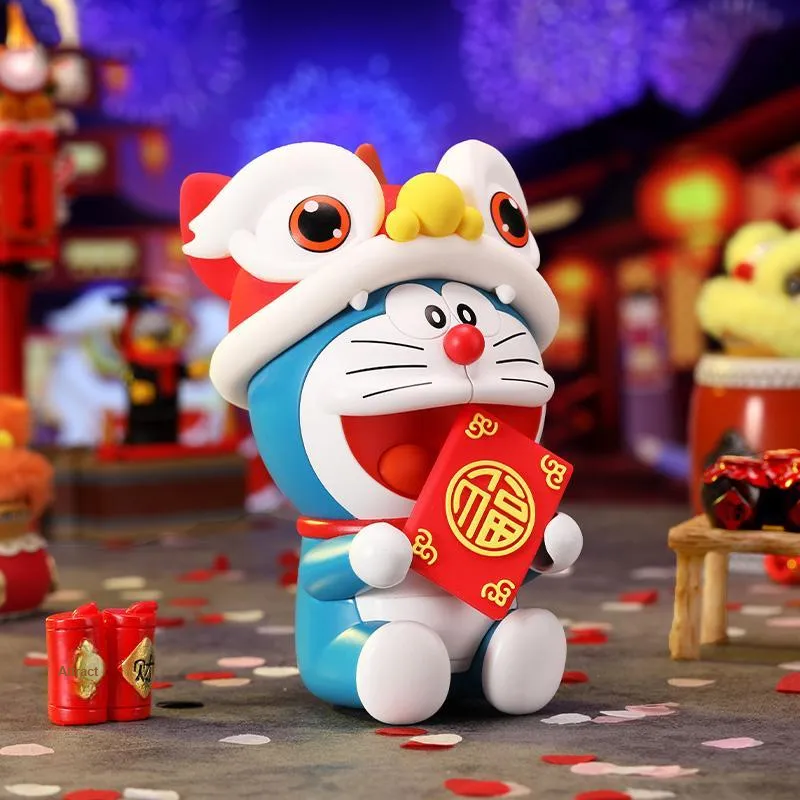 ROCK Doraemon Figure Print Year Of The Dragon New Year Aromatherapy Plush Ornament Chibi Figures-18