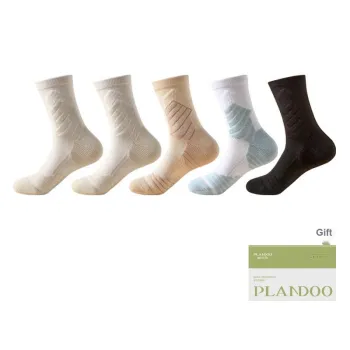 PLANDOO Mid Calf Socks Men's Shopping Bag 5 Pack