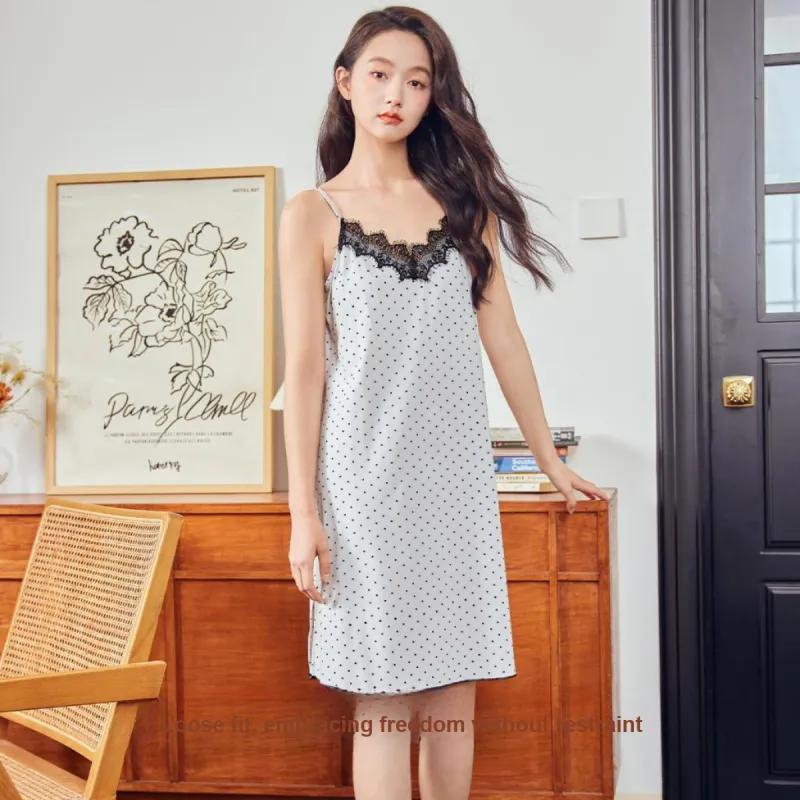 SEM/R Nightgown Women's Polka Dot Gray-3