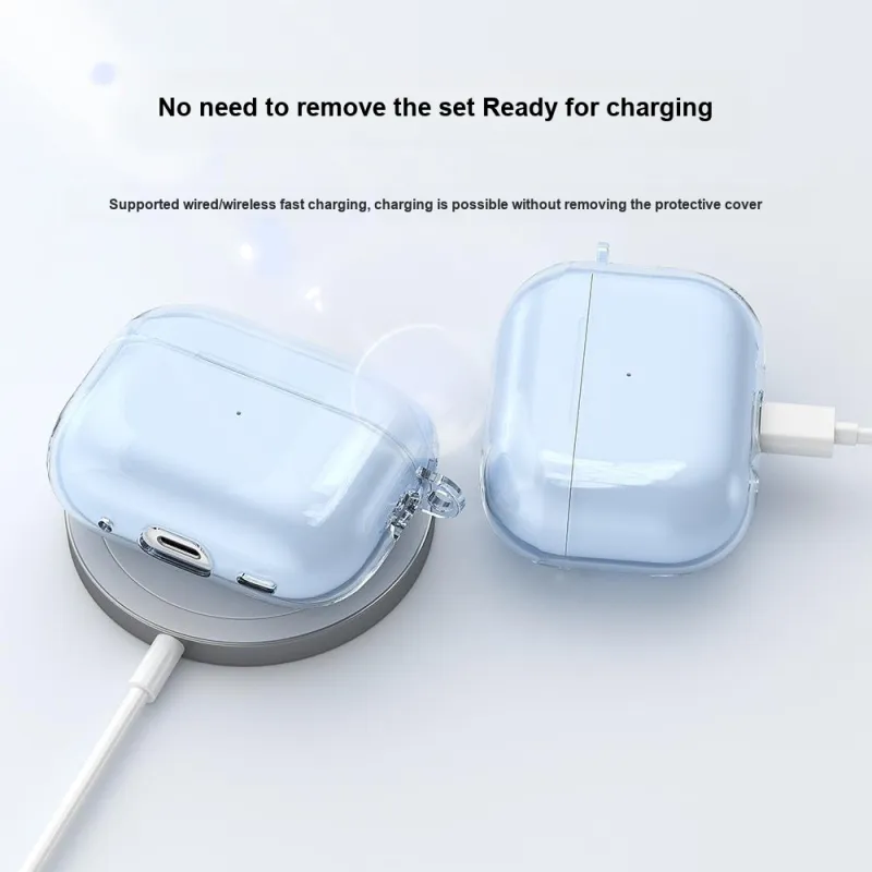 Tong Tong Rabbit Compatibility Airpods Pro2/airpods4 TPU Headphone Case Transparent Impact Resistant Soft Shell Apple-1