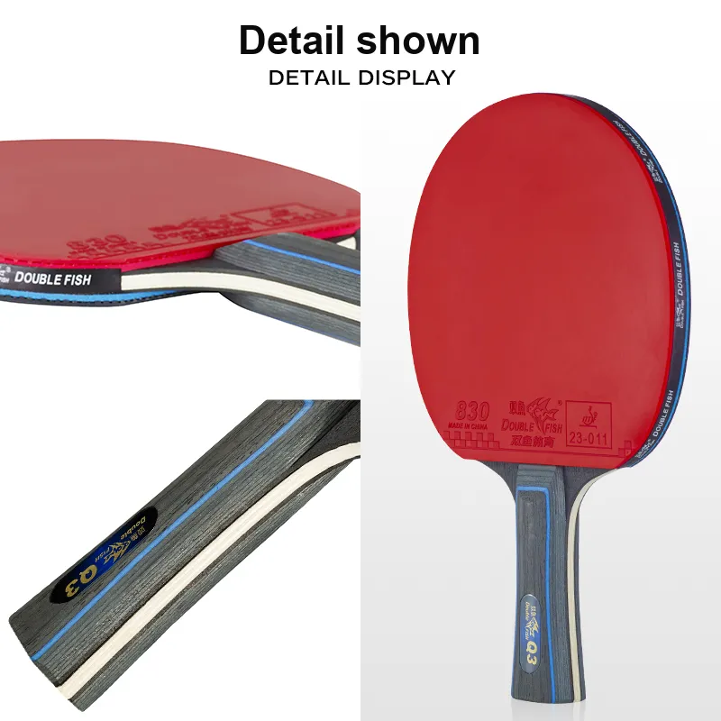 DOUBLEFISH Ping Pong Paddles Unisex Pure Wood Blade Double Sided Inverted Rubber Black/Red Double Shot Deluxe Set-18