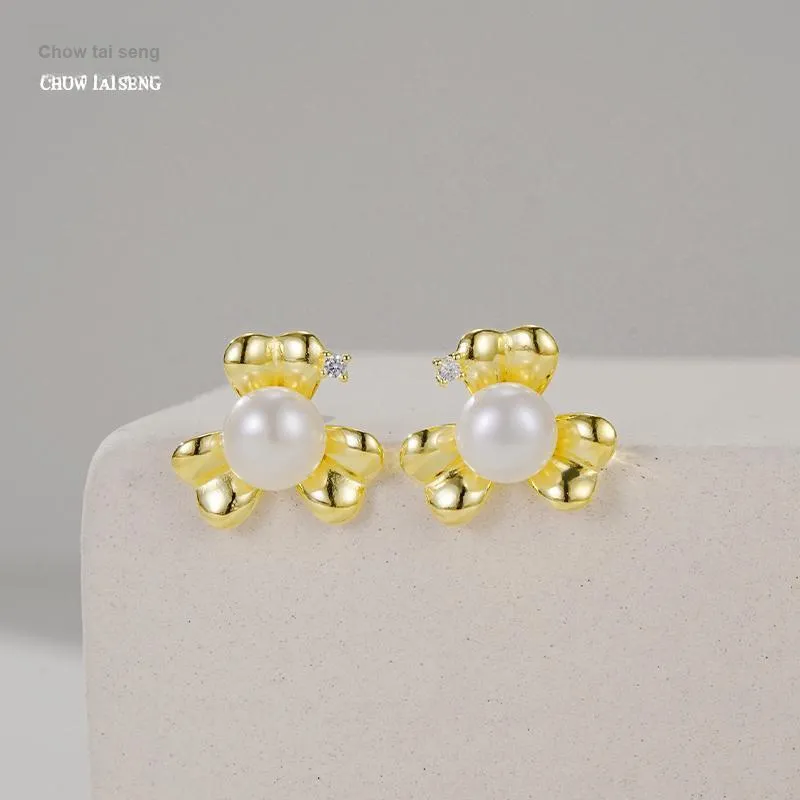 CHOW TAI SENG Pearl Stud Earrings Women's-4