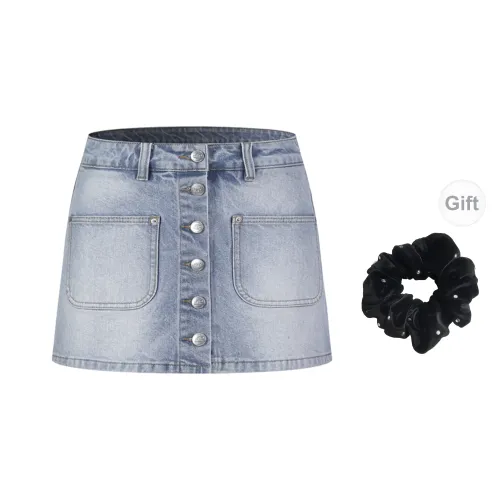 Three Quarters Denim Shorts Women's Blue