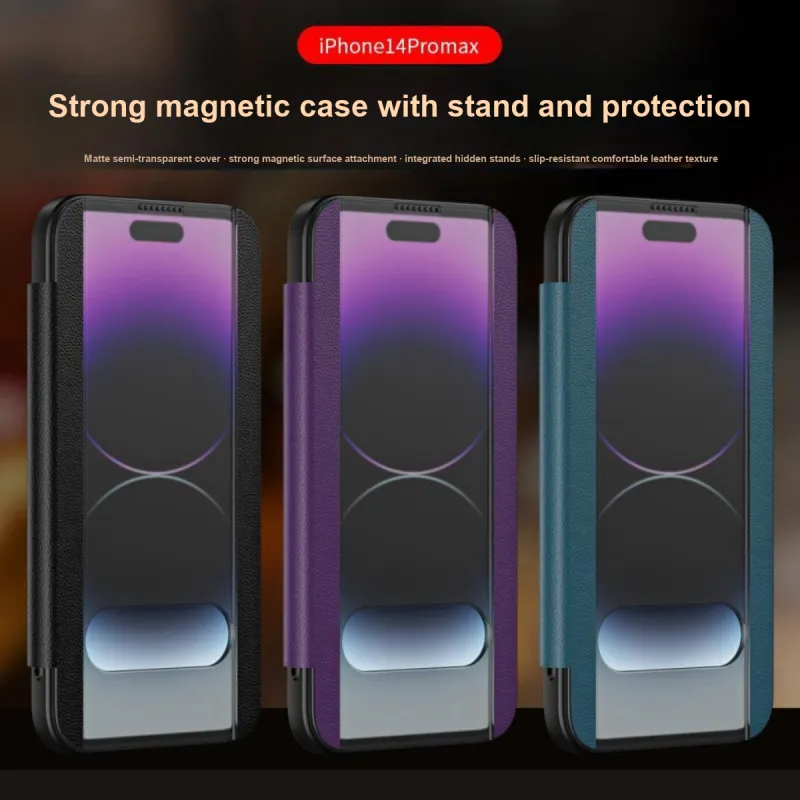 Record Star Leather Material Strong Magnetic Minimalism Phone Cases Compatibility IPhone16ProMa Business Formal-2