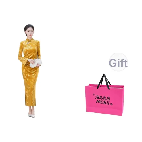 MORii Желтый В комплекте сумка для покупок Женские Ципао