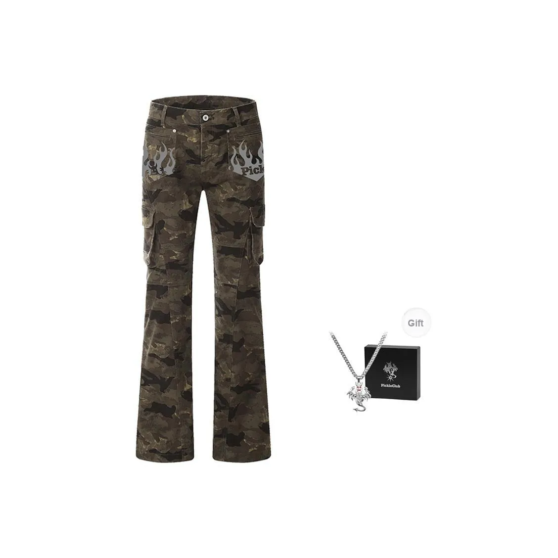 Beam Mix With Kimchi Облегающий крой Bootcut Камуфляж Джинсы Унисекс