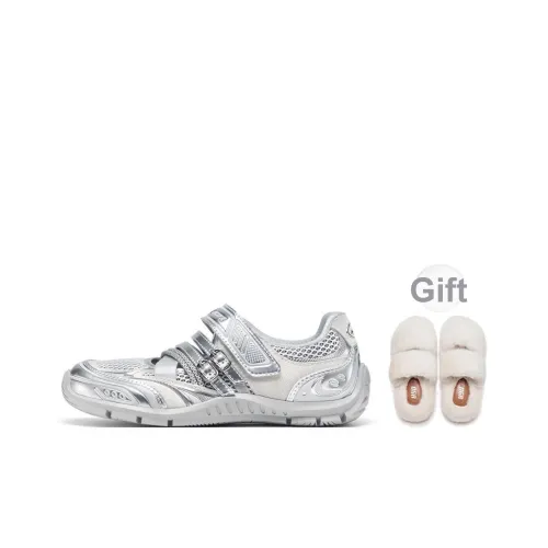 OGR Меха MaryJane OG Плоская подошва Туфли Мэри Джейн 3 см Женские Серебряные