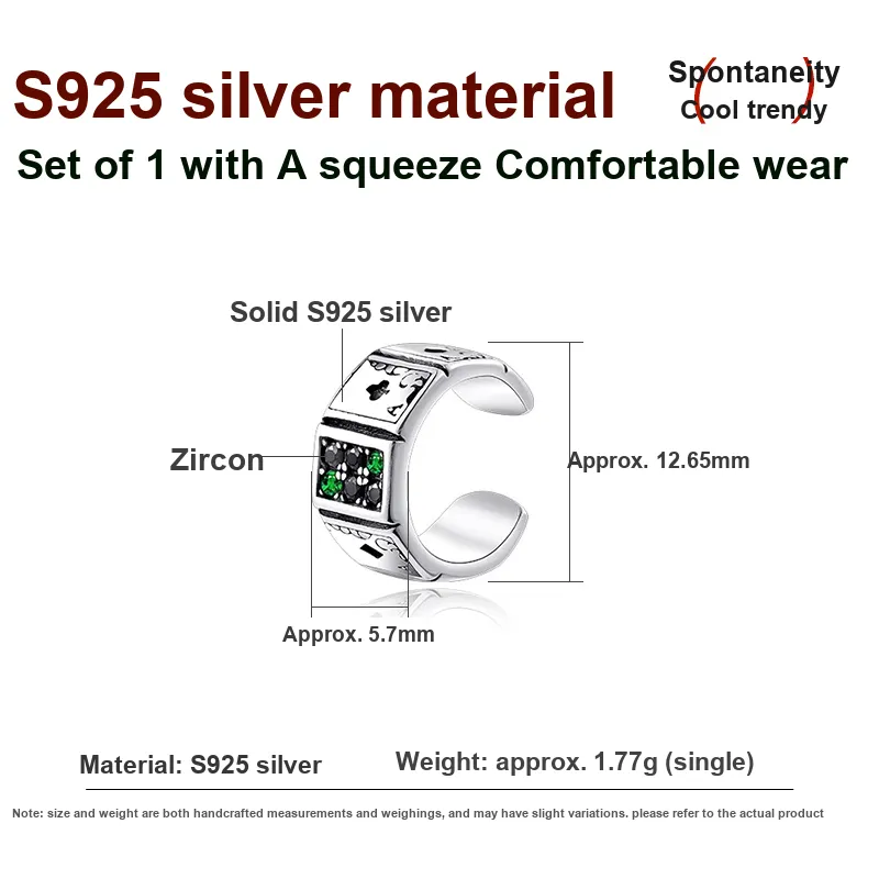 DAIRUO 925 Sterling Silver Clip On Earrings Men's-3
