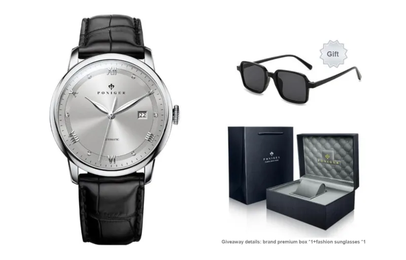 PONIGER Automatic Mechanical Movement Watch Men's Watches Gray Dial P9.17-B-11