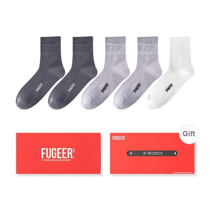 FUGEER Mid Calf Socks Men's Box 5 Pack-21
