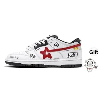 RIPSTAR SKBD SC Anti Slip Wear Resistant Low Top Skateboard Shoes Unisex White Red