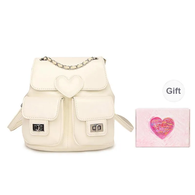 NATTY Pu Backpack Women's Silver/White/Black-0
