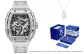 Blue Whale Box-Silver Case Black Dial White Rubber Strap