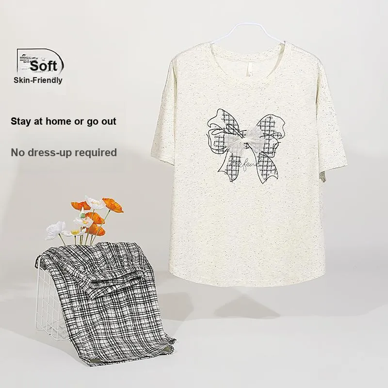 XIAFENYAN Pajama Set Women's Gray White-7