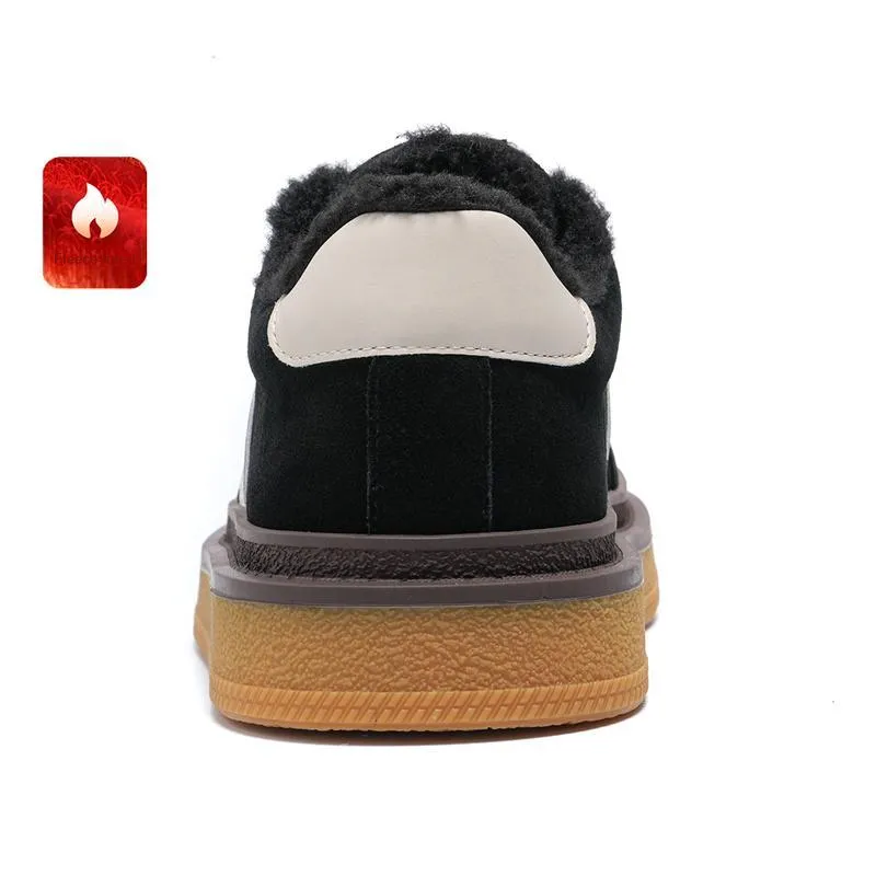 NAVIGARE Italy Version Small Sailboat Height Increasing Low Top Fleece Lined Skateboard Shoes Women's Black-3