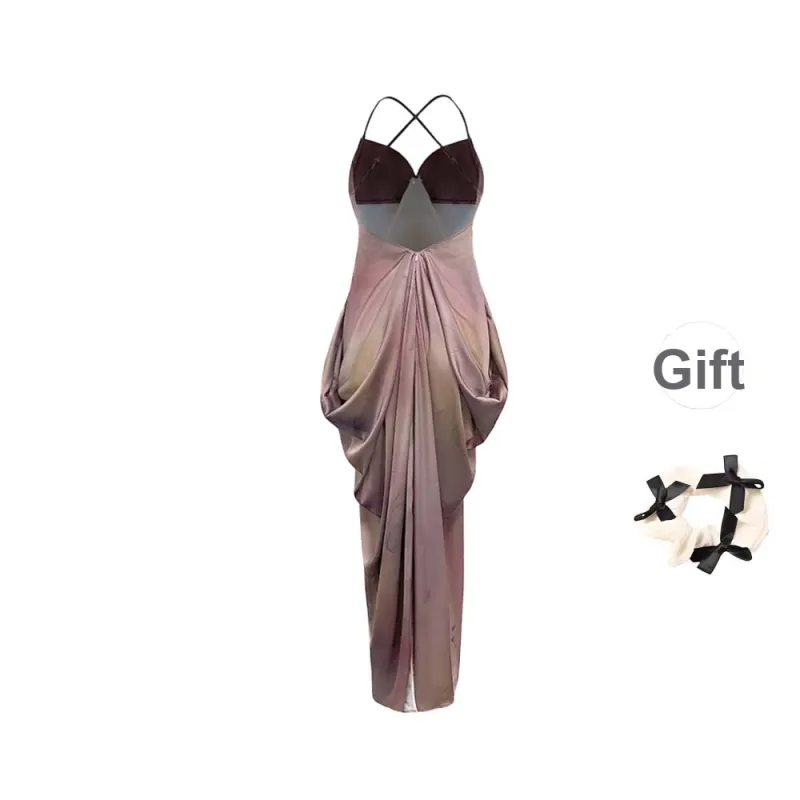 TURN UP Slip Dresses Women's Pink Purple+Bowknot Hair Tie Comes With-1