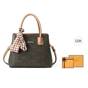 MashaLanti PVC Synthetic Leather Dual Main Compartment Versatile Crossbody Bag Handbag Regular Women's Coffee With Tea
