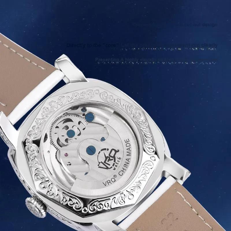 VRQ Future Series F3 Galo Automatic Mechanical Movement Genuine Leather Strap Watch Men's Watches Cut Out Dial-4