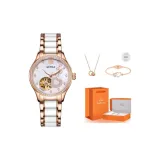 White Dial (Comes with Bangle+Necklace+Genuine Leather Strap+Box)