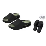 Black Green Color Block Cut-Out+[Includes 1 Pair of Same Size Bathroom Slippers]
