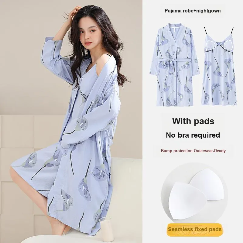 Ta Yan Pajama Robe Women's Blue-4