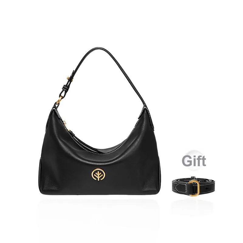 BAGTREE Vegetable Tanned Cow Leather Underarm Portable Crossbody Bag, Shoulder Bag Trumpets Women's Multicolor-8