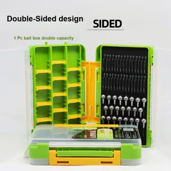 QIYUN Bait Box Lead Head Hook Storage Set Double Sided Portable Mino Mini Iron Plate Micro Bait Box Stack Green Fishing