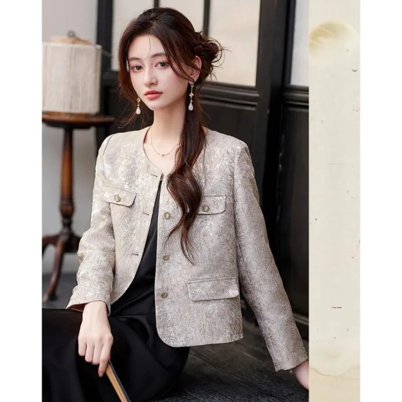 Like The Age Of Water Velvet feel Coat Women's Champagne-2