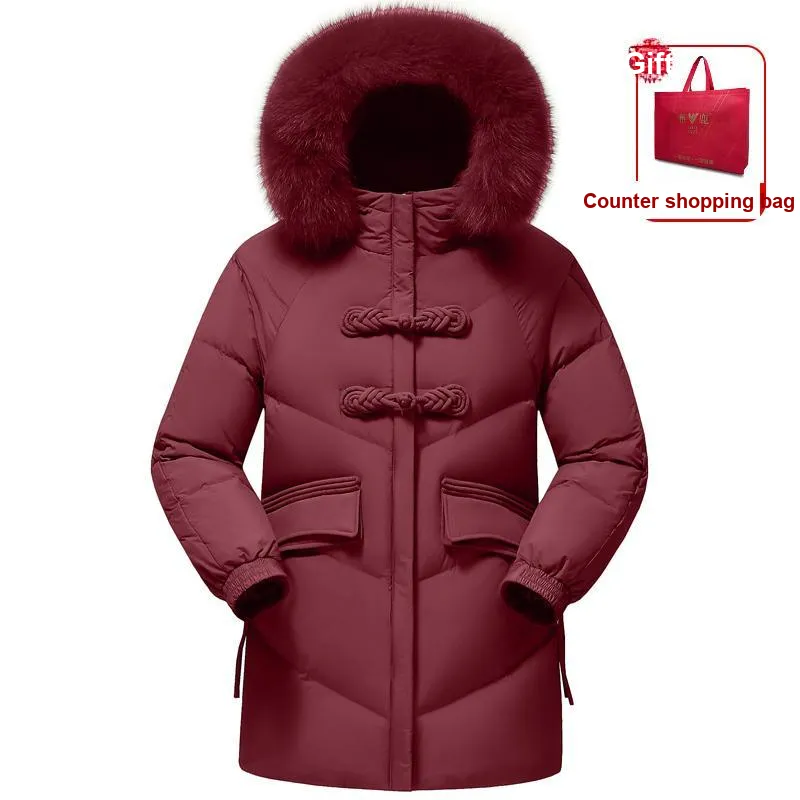 Yalu Extremely Cold Thickened Duck Down Fox Large Fur Collar Detachable Down Jacket Women's