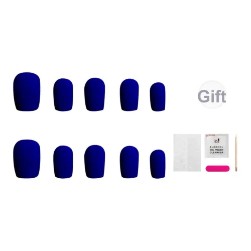 JIABITU Флоковый Синий Съемный Стиль False Nail Короткий LADDER Однотонный Smudge Новый китайский стиль