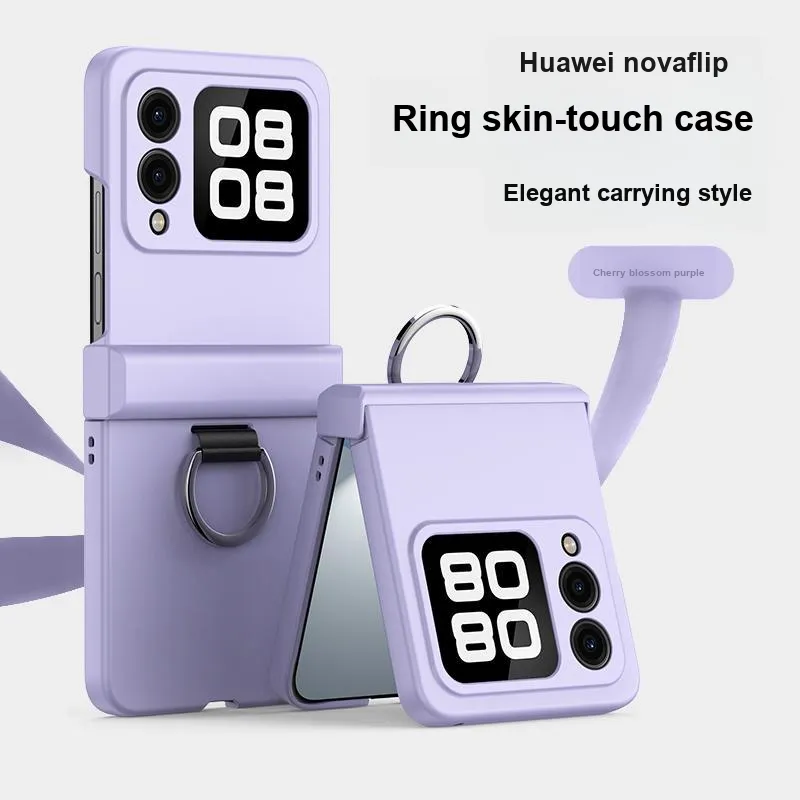 ZHUOJI PC Material New Skin Feel Portable Ring Phone Case Compatible Huawei Novaflip-19