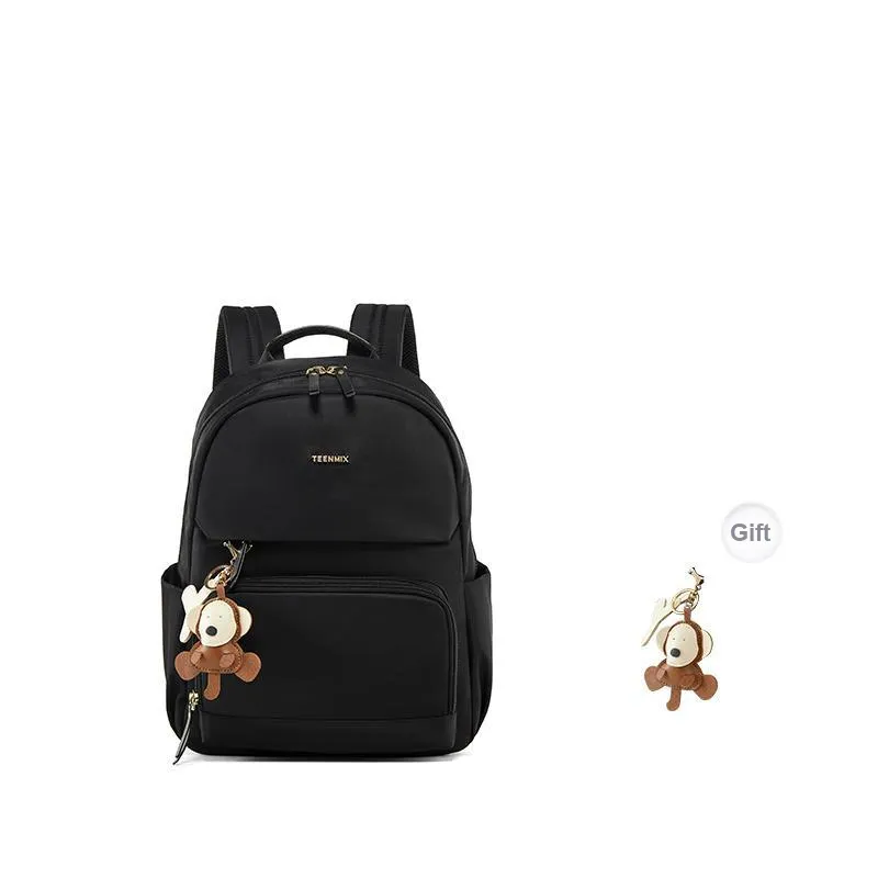 Teenmix Polyester With Synthetic Leather Backpack Medium Size Women's Black/Ecru-0