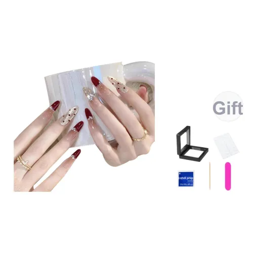 XNTX Вишня SWEET WINE Красный Гуайява Кошачий глаз False Nail Овал MID Длина (размер в длину) Яркий COLORS Румяна Stain Стиль Инстаграм