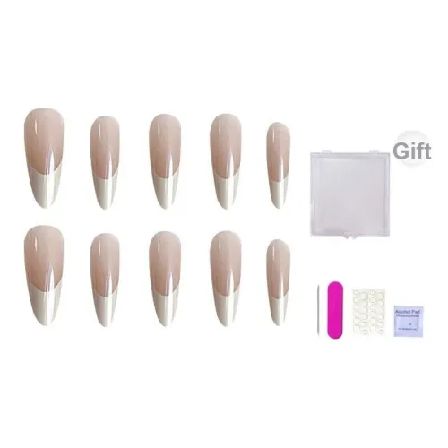 ORANOT Миндаль Горячая девушка Премиум Grandma Серый Французский Ins Девушка Nail Art Патч Минималистский стиль Девушка