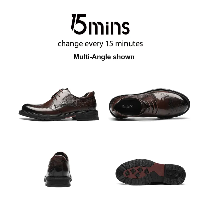 15 MINS Dress Shoes Men Low Top Black/Brown-15