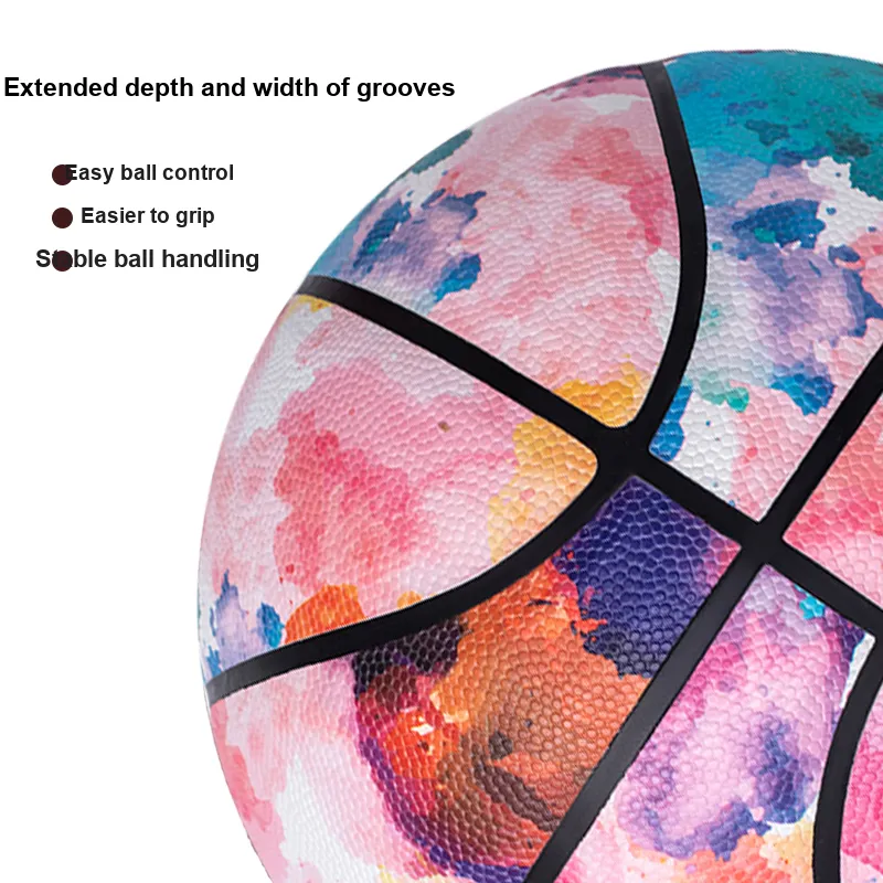 THREEHUAN PU Basketball Colorful Ink Red Size 7/5 Size Competition Training Unisex-7