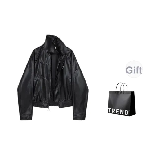 FROMGG Черные Женские Кожаные Куртки