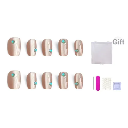 ORANOT Морской синий Пузырьки Новинка Универсальный Премиум Кошка's Eye Синий бриллиант False Nail Trapezoidal MID Длина (размер в длину) 24 мм