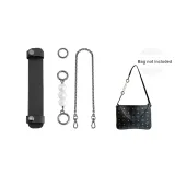 [Black MCM Mini Bag Set]Black Shoulder Strap Pad+Gunmetal Pearl Extender Chain 13.5cm+Decorative Chain 40cm
