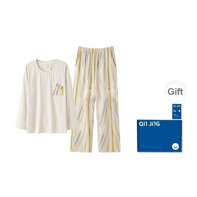 Qin Jing Pajama Set Women's Floral Apricot-0