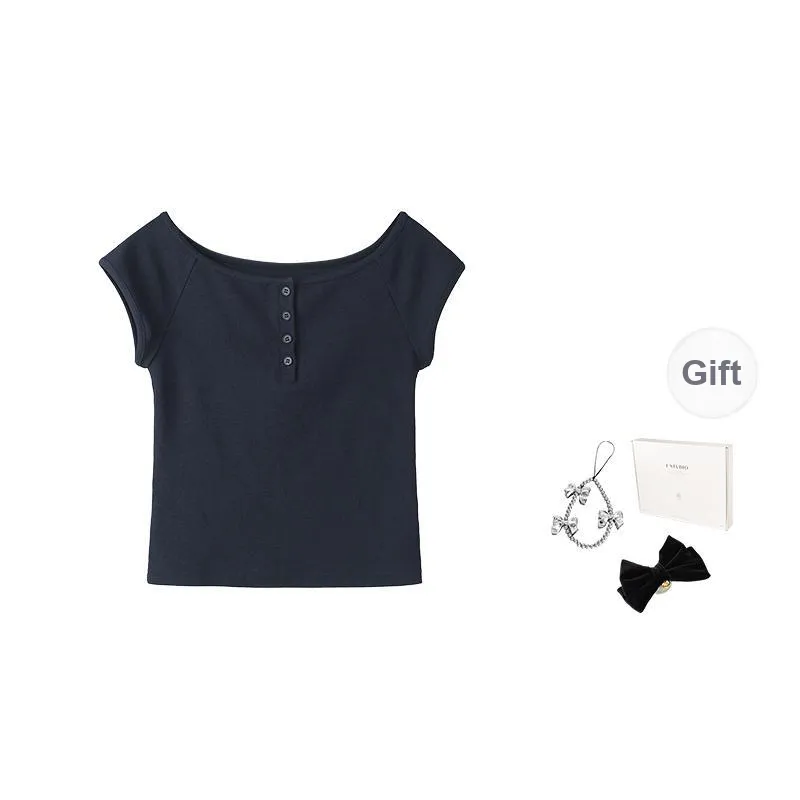 Fstudio Summer Crew Neck Fashion Solid Color Versatile Short Sleeved T Shirts Women's-0