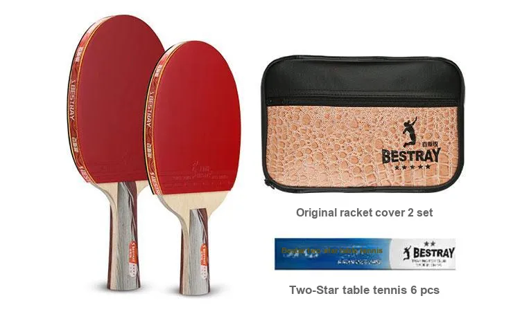BESTRAY Ping Pong Paddles Unisex Red-6