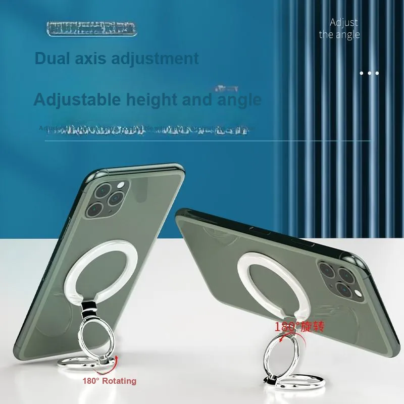 CHRROTA Magsafe Ring Clamp Phone Stand Foldable 180-Degree Rotating Desktop Stand Magnetic All-1