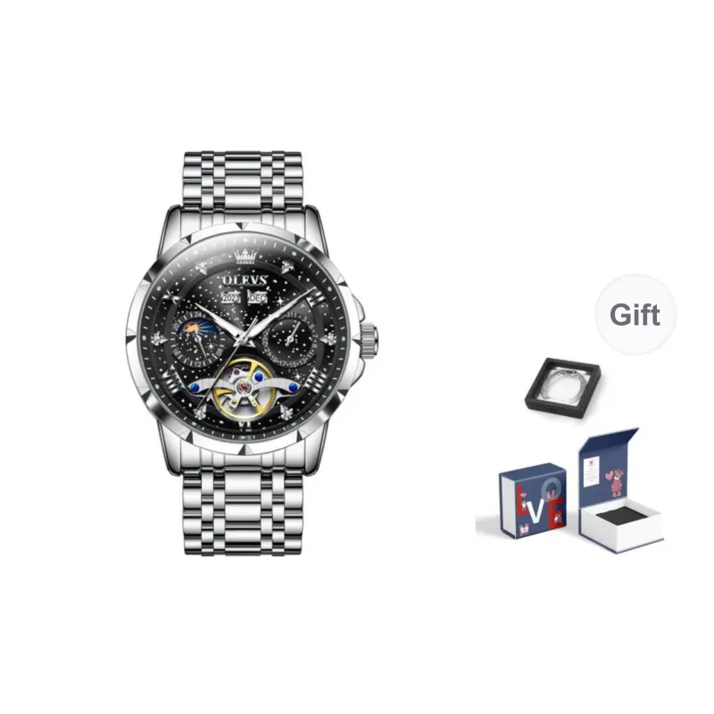OLEVS Automatic Mechanical Movement Stainless Steel Watchband Watch Men's Watches Black Dial-18