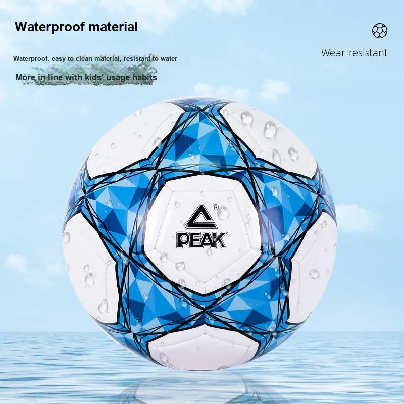 PEAK Size 4 Soccer PVC Machine Stitched Soccer Ball Unisex Blue White-3