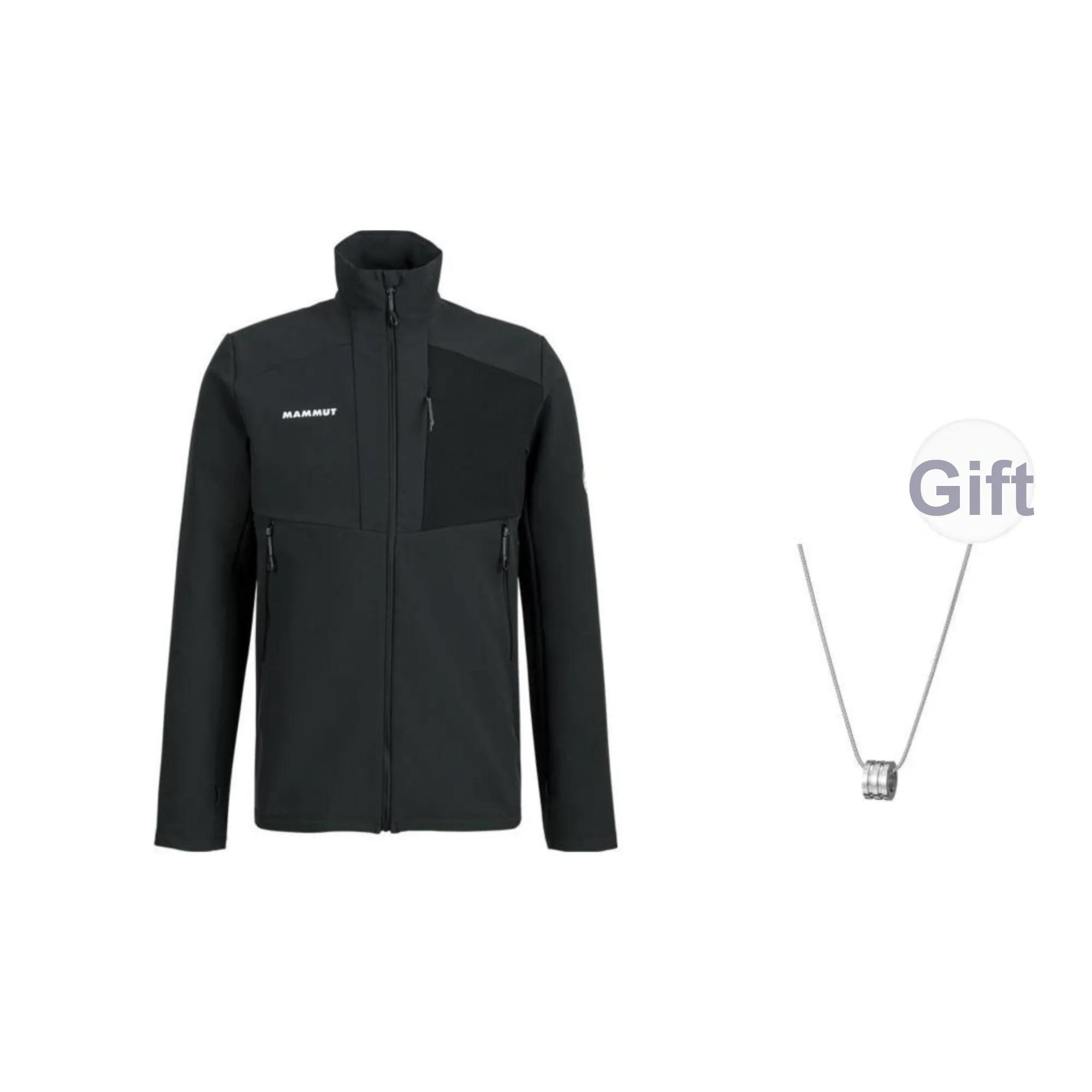 MAMMUT Jackets & Coats Unisex Black White, Comes With Necklace