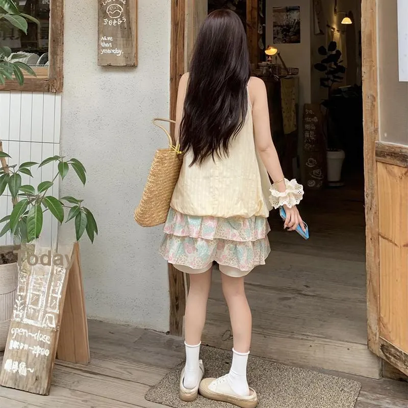 JUFU Slip Dresses Women's Yellow-3