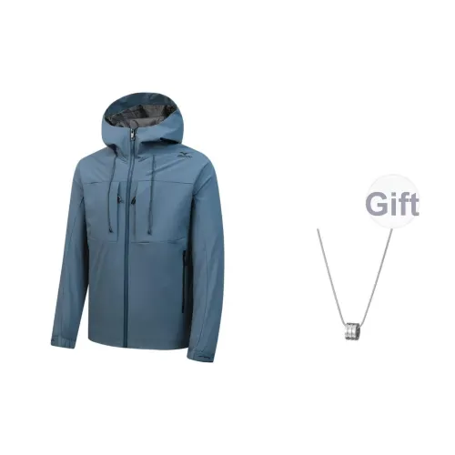 Mizuno Ветрозащитная ветровка унисекс синего и серого цвета с ожерельем